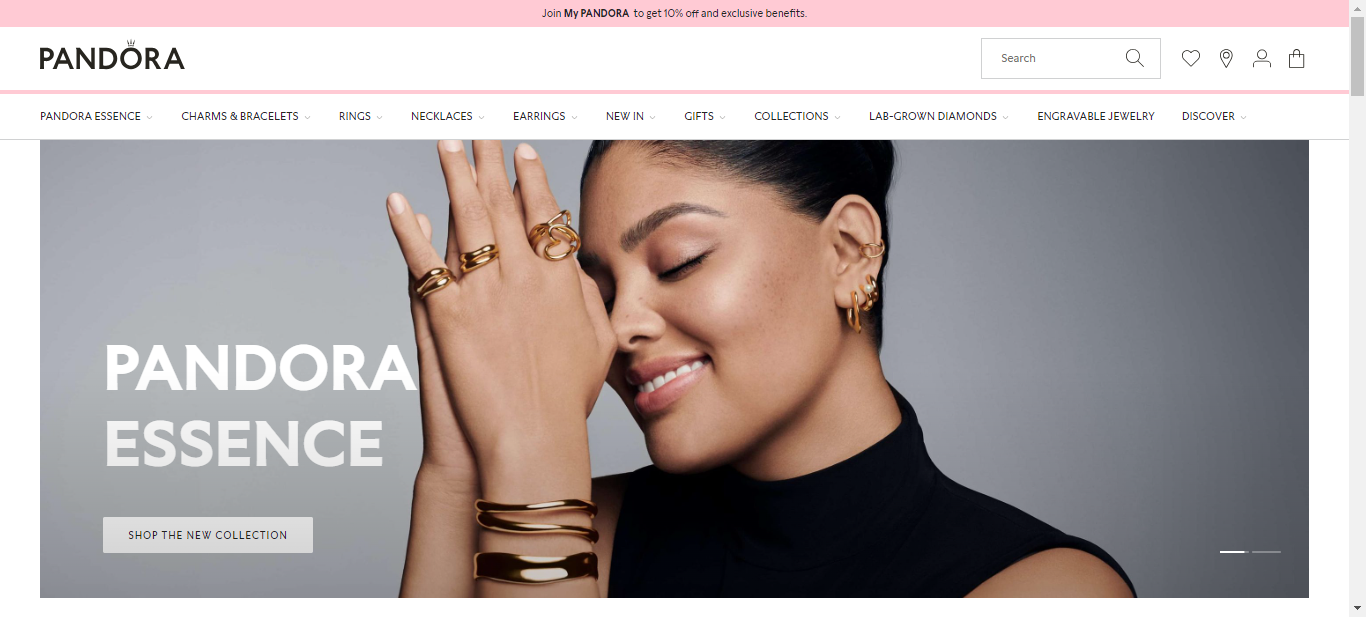 Pandora: jewelry website