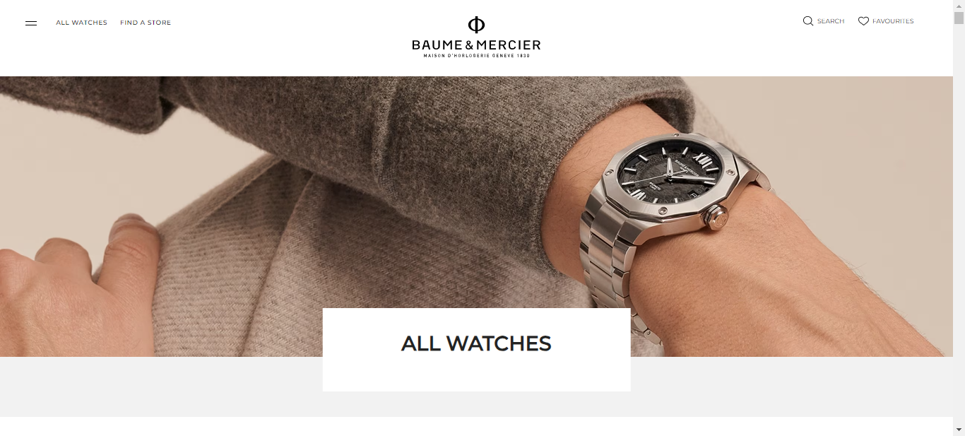 A glimpse of Baume & Mercier watch eCommerce website