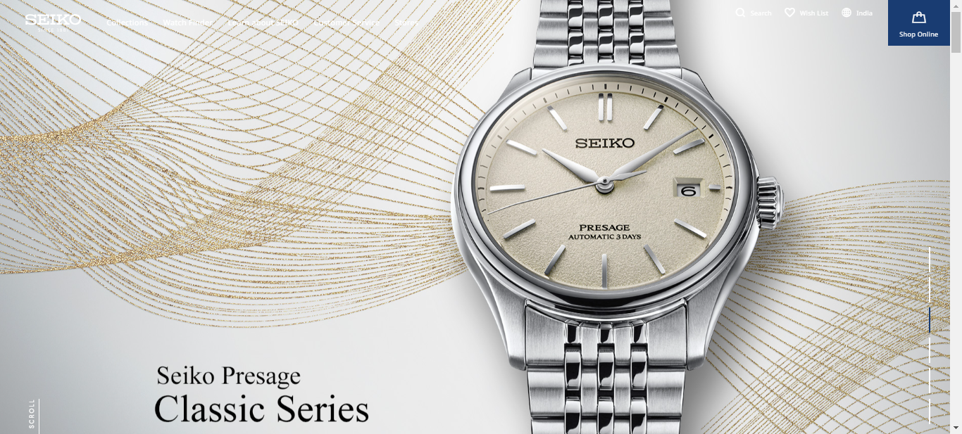 Learn about Seiko watch eCommerce website design