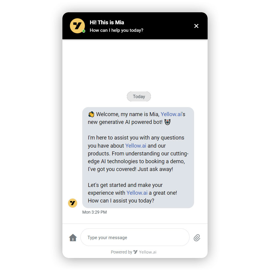 Yellow Ai chatbot with Ai features