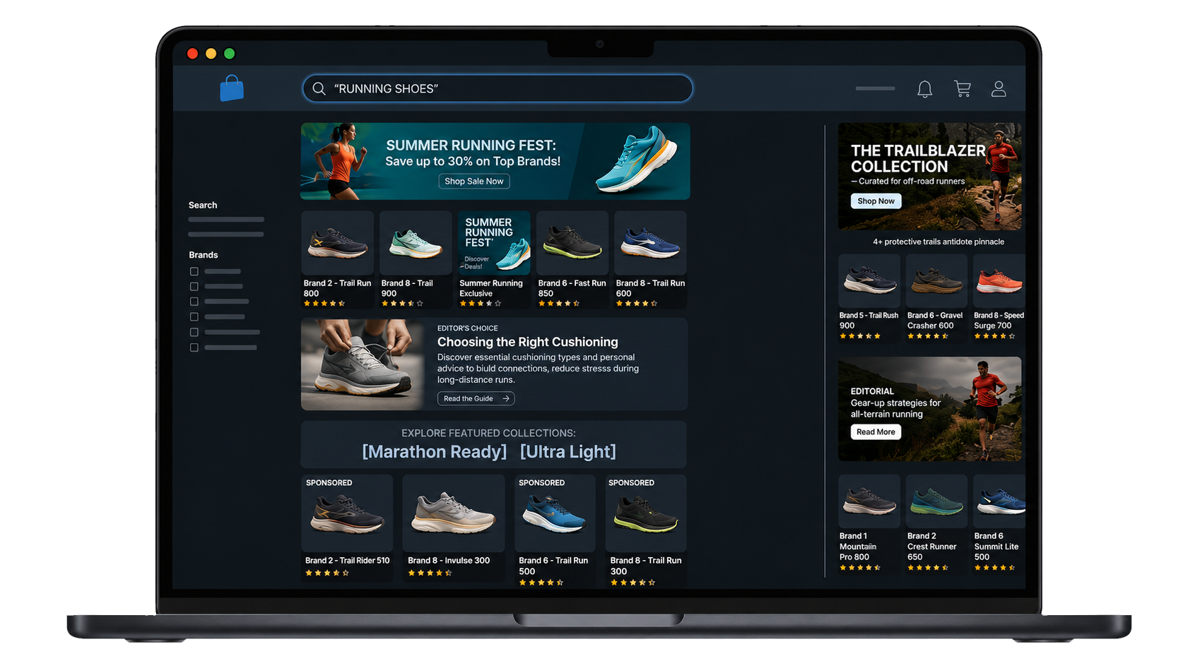 E-commerce UI on Laptop